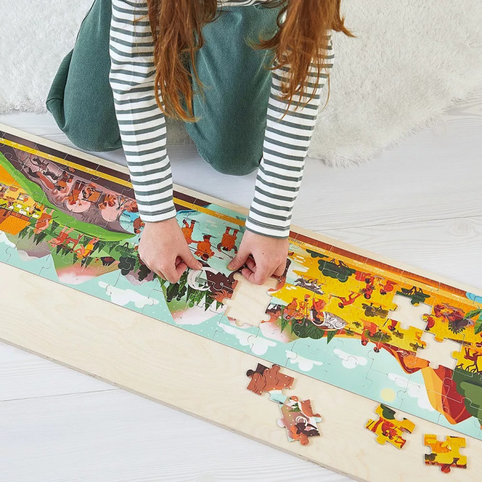 Puzzle Panoramatické v kufríku Prehistorik  (100 ks)