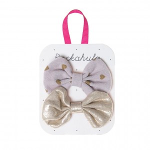 Sponka/pukačka - Scattered Heart and Gold Bow Clips